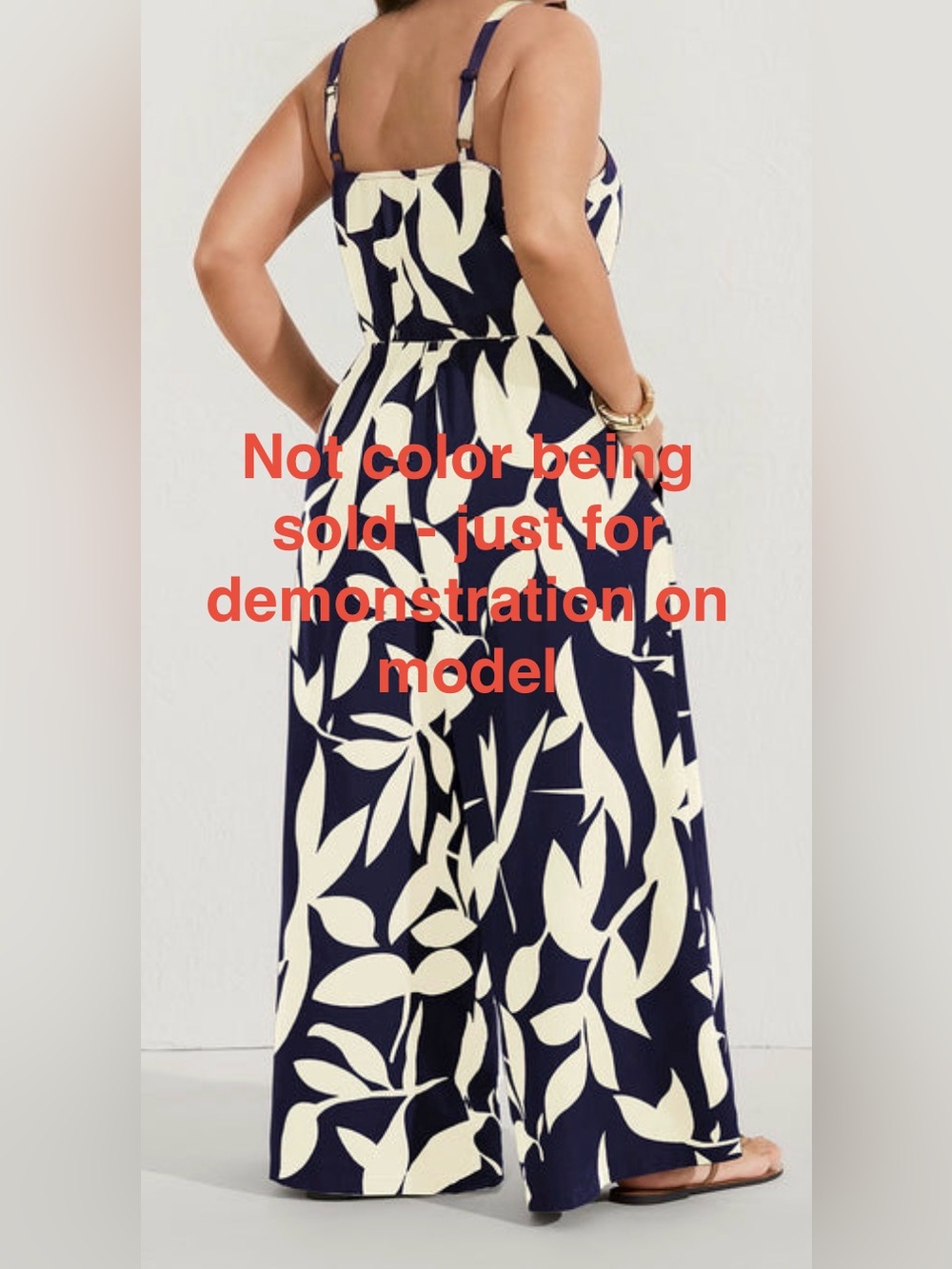 BLOOMCHIC Plus Floral Print Wide-Leg Jumpsuit - Red & Cream - Picture 9 of 12